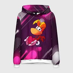Толстовка-худи мужская Rayman держит сердце в руках, цвет: 3D-белый