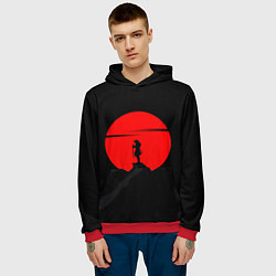 Толстовка-худи мужская SAMURAI RED MOON, цвет: 3D-красный — фото 2