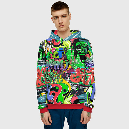 Мужская толстовка Граффити с черепами / 3D-Красный – фото 3
