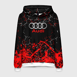 Толстовка-худи мужская AUDI АУДИ брызги, цвет: 3D-белый