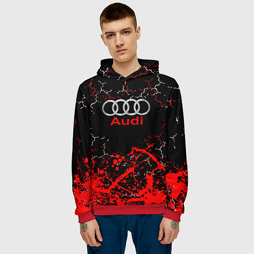 Мужская толстовка AUDI АУДИ брызги / 3D-Красный – фото 3