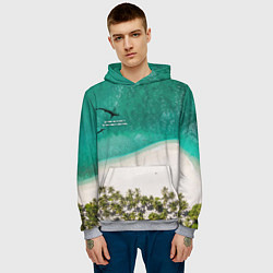 Толстовка-худи мужская He shark will be happy if the whole world is under, цвет: 3D-меланж — фото 2