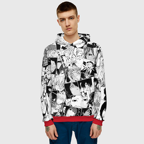 Мужская толстовка Bungo Stray Dogs pattern / 3D-Красный – фото 3