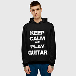 Толстовка-худи мужская KEEP CALM AND PLAY GUITAR, цвет: 3D-черный — фото 2