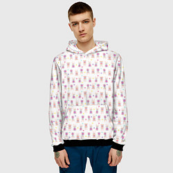 Толстовка-худи мужская Веселые кролики с пасхальными яйцами, цвет: 3D-черный — фото 2