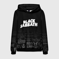 Толстовка-худи мужская Black Sabbath логотипы рок групп, цвет: 3D-черный