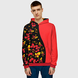 Толстовка-худи мужская Хохлома Русская роспись, цвет: 3D-красный — фото 2