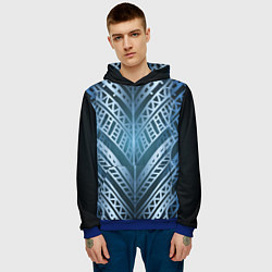 Толстовка-худи мужская Неоновый абстрактный узор Синий и голубой неон на, цвет: 3D-синий — фото 2