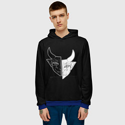 Толстовка-худи мужская Маска Инь Янь, цвет: 3D-синий — фото 2