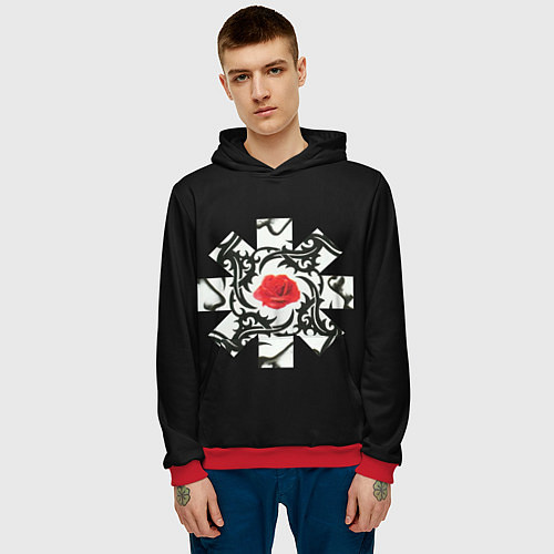 Мужская толстовка RHCP Logo Red Rose / 3D-Красный – фото 3