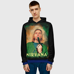 Толстовка-худи мужская Nirvana - Kurt Cobain with a gun, цвет: 3D-синий — фото 2