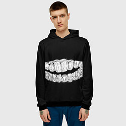 Толстовка-худи мужская Зубы Каонаси, цвет: 3D-черный — фото 2