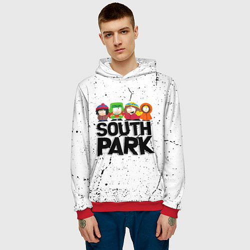 Мужская толстовка Южный парк мультфильм - персонажи South Park / 3D-Красный – фото 3