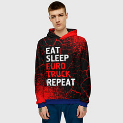 Толстовка-худи мужская Eat Sleep Euro Truck Repeat Спрей, цвет: 3D-синий — фото 2