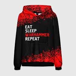 Толстовка-худи мужская Eat Sleep Warhammer Repeat - Спрей, цвет: 3D-черный