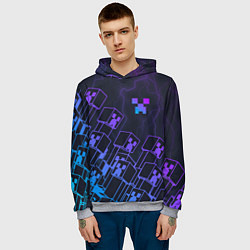 Толстовка-худи мужская Minecraft CREEPER NEON, цвет: 3D-меланж — фото 2