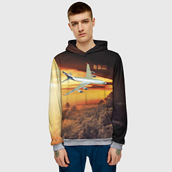 Толстовка-худи мужская Гражданский самолет Ил 96-300, цвет: 3D-меланж — фото 2