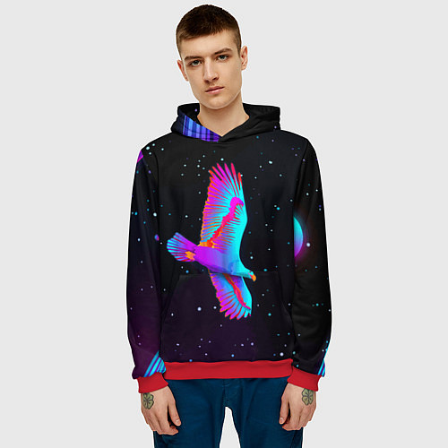 Мужская толстовка Eagle Space Neon / 3D-Красный – фото 3