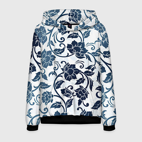 Мужская толстовка Гжелевые цветы / 3D-Черный – фото 1