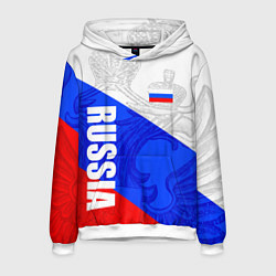 Толстовка-худи мужская RUSSIA - SPORTWEAR - ТРИКОЛОР, цвет: 3D-белый