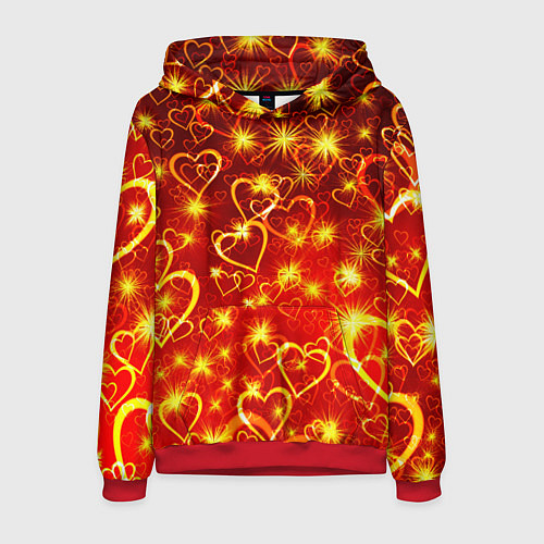 Мужская толстовка СВЕТЯЩИЕСЯ СЕРДЕЧКИ / 3D-Красный – фото 1
