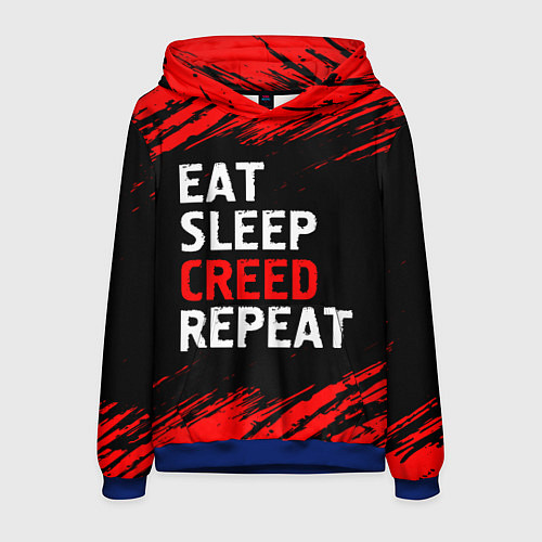 Мужская толстовка Eat Sleep Creed Repeat - Краски / 3D-Синий – фото 1