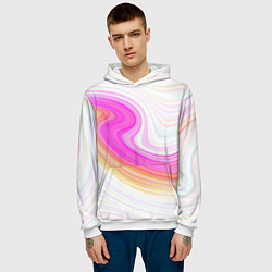 Толстовка-худи мужская Abstract gradient lines, цвет: 3D-белый — фото 2