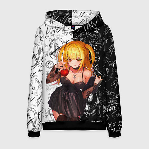 Мужская толстовка Миса с яблоком Тетрадь смерти / 3D-Черный – фото 1