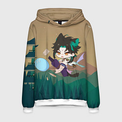 Толстовка-худи мужская Xiao Kick SLime, цвет: 3D-белый