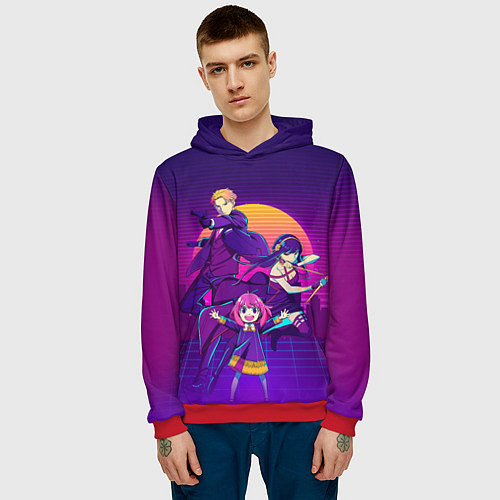 Мужская толстовка СЕМЬЯ ШПИОНА SPY X FAMILY ЛОЙД, АНЯ, ЙОР / 3D-Красный – фото 3