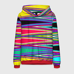 Толстовка-худи мужская Разноцветный радужный полосатый принт, цвет: 3D-красный