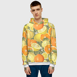 Толстовка-худи мужская Апельсины и Лимоны, цвет: 3D-белый — фото 2