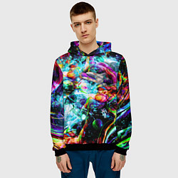 Толстовка-худи мужская Красочный космос, цвет: 3D-черный — фото 2