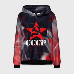 Толстовка-худи мужская Ссср - серп и молот - звезда - пламя, цвет: 3D-черный