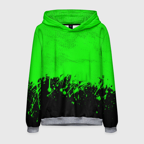 Мужская толстовка САЛАТОВЫЕ НЕОНОВЫЕ БРЫЗГИ КРАСКИ / 3D-Меланж – фото 1