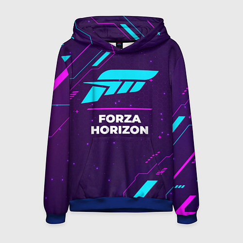 Мужская толстовка Символ Forza Horizon в неоновых цветах на темном ф / 3D-Синий – фото 1