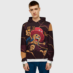 Толстовка-худи мужская Тони Тони Чоппер в прыжке, цвет: 3D-белый — фото 2