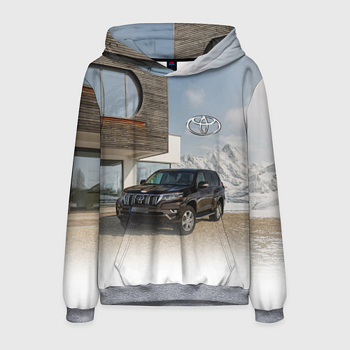 Мужская толстовка Тoyota Land Cruiser Prado у горного коттеджа Mount / 3D-Меланж – фото 1