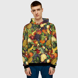 Толстовка-худи мужская Вкусные Летние Фрукты, цвет: 3D-черный — фото 2