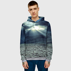 Толстовка-худи мужская Трещины на земле пустыня, цвет: 3D-меланж — фото 2