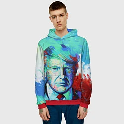 Толстовка-худи мужская Дональд Трамп арт, цвет: 3D-красный — фото 2