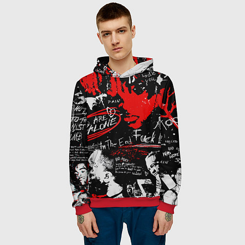 Мужская толстовка XXXTENTACION YOU ARE NOT ALONE / 3D-Красный – фото 3