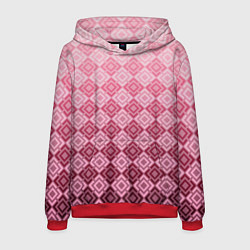 Толстовка-худи мужская Розовый геометрический градиентный узор, цвет: 3D-красный