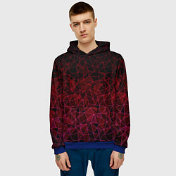 Толстовка-худи мужская Темно-красный абстрактный узор, цвет: 3D-синий — фото 2