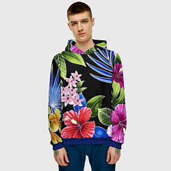 Толстовка-худи мужская Floral vanguard composition Летняя ночь Fashion tr, цвет: 3D-синий — фото 2