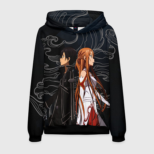 Мужская толстовка Кирито и Асуна - Sword Art Online / 3D-Черный – фото 1
