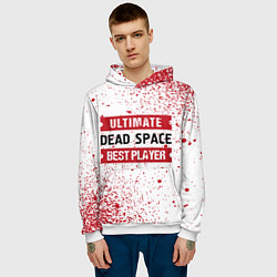 Толстовка-худи мужская Dead Space: красные таблички Best Player и Ultimat, цвет: 3D-белый — фото 2