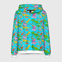 Толстовка-худи мужская FUNNY DINOSAURS, цвет: 3D-белый