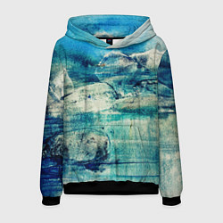 Толстовка-худи мужская Прибрежная синева, цвет: 3D-черный