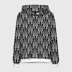 Толстовка-худи мужская Черно-белый модный геометрический узор арт деко, цвет: 3D-белый